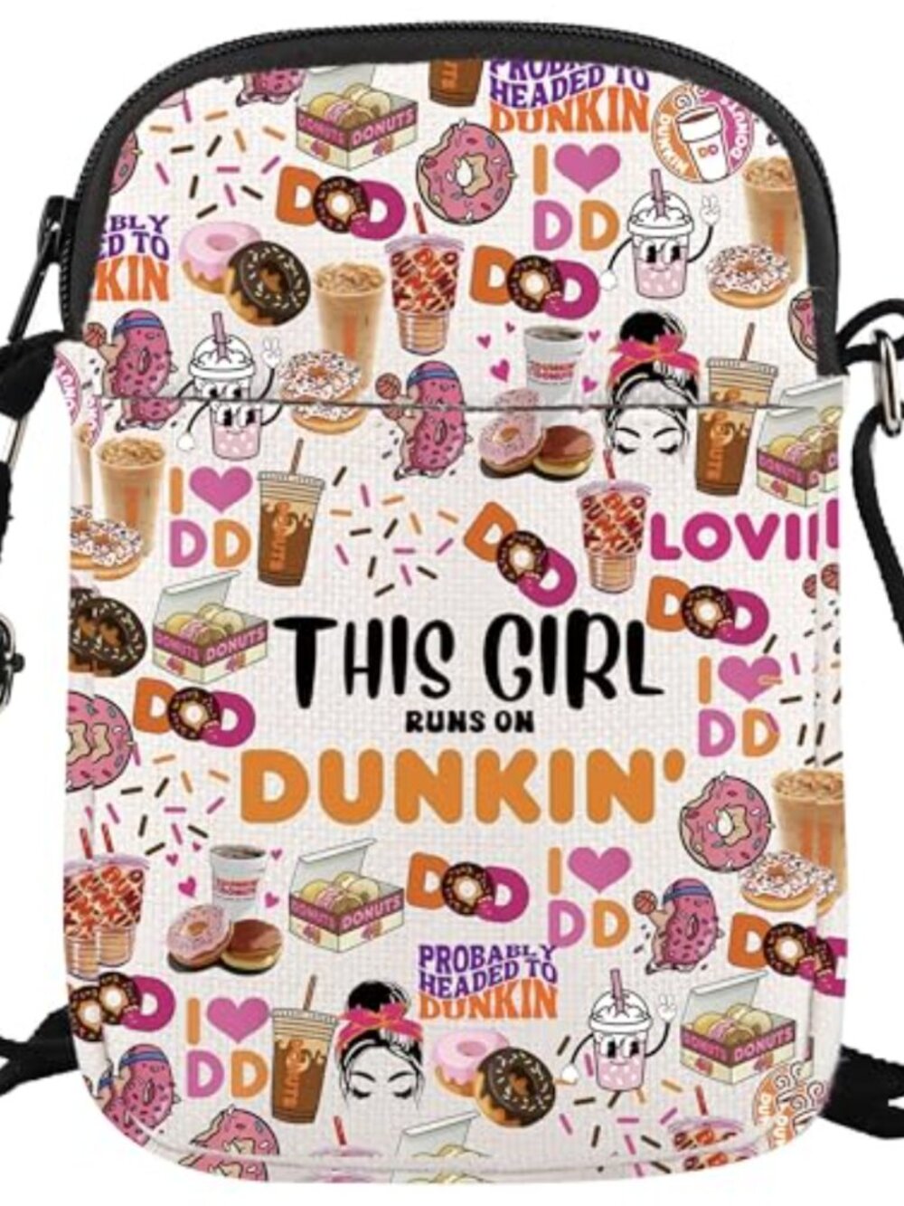 WCGXKO Canvas Crossbody Messenger Bag Coffee Donut Print Purse